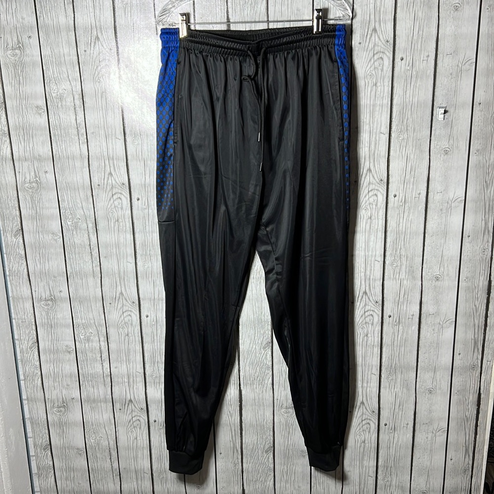 Original deluxe supply black and blue polka dot panel joggers size 2xl
